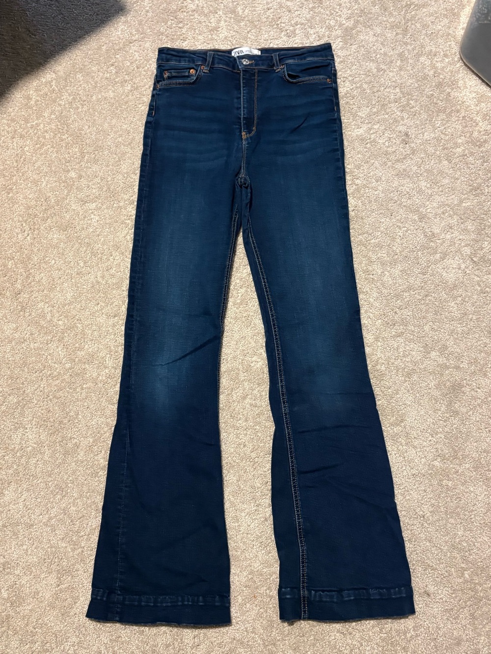 Zara Flare Dark Wash Denim Jeans Size 6